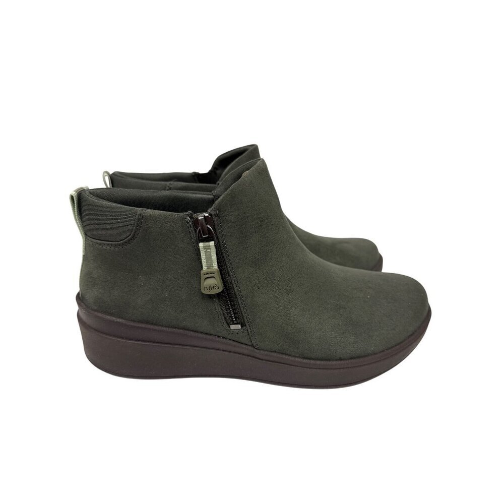 Ryka Lyrical Women's Boots Ankle Wedge Alpine Green Sport Zip Size 5.5 NEW
